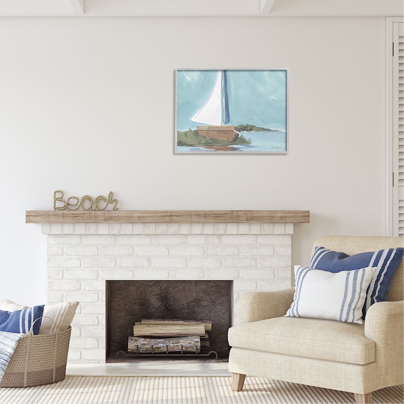 Stupell Maritime Sailboat Scene Framed Giclee Art Design by Liz Jardine