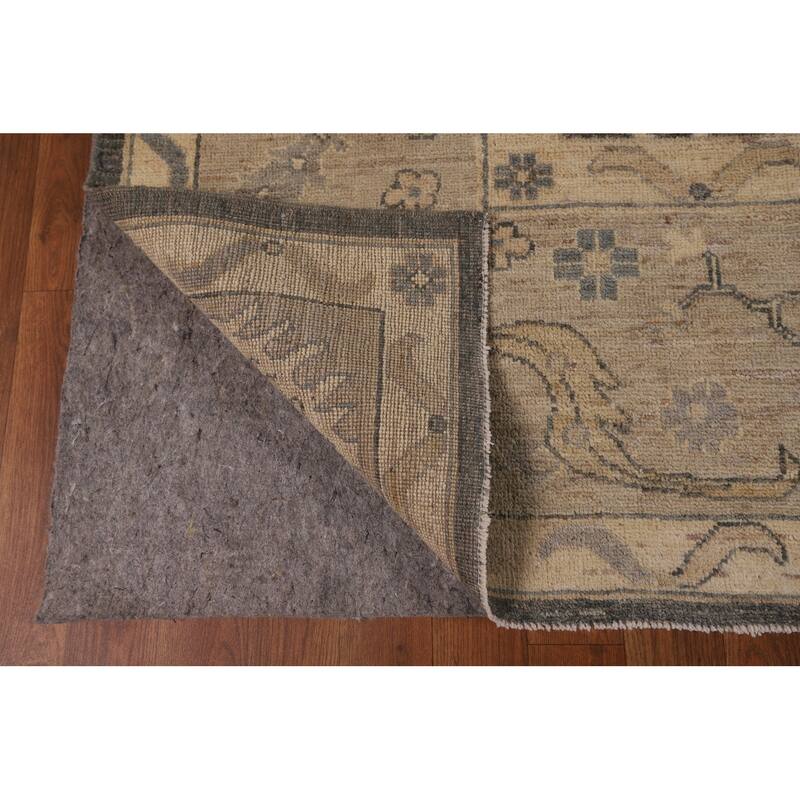 Oushak Turkish Area Rug Hand-Knotted Grey Transitional Wool Carpet - 8'10"x 11'7"