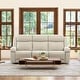 preview thumbnail 21 of 22, Hadlee Genuine leather Reclining Sofa with Multi-Function Console 3PC - Cream