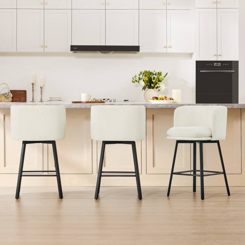 Spruce & Spring Modern Swivel Counter Bar Stool Set with Barrel Back&Double-layer Cushion