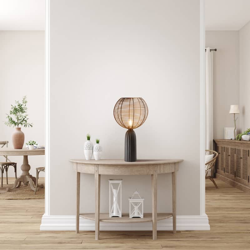 Sophia River of Goods Black Metal Base and Globe Shade 18.5-Inch Table Lamp - 10.75" x 10.75" x 18.5"