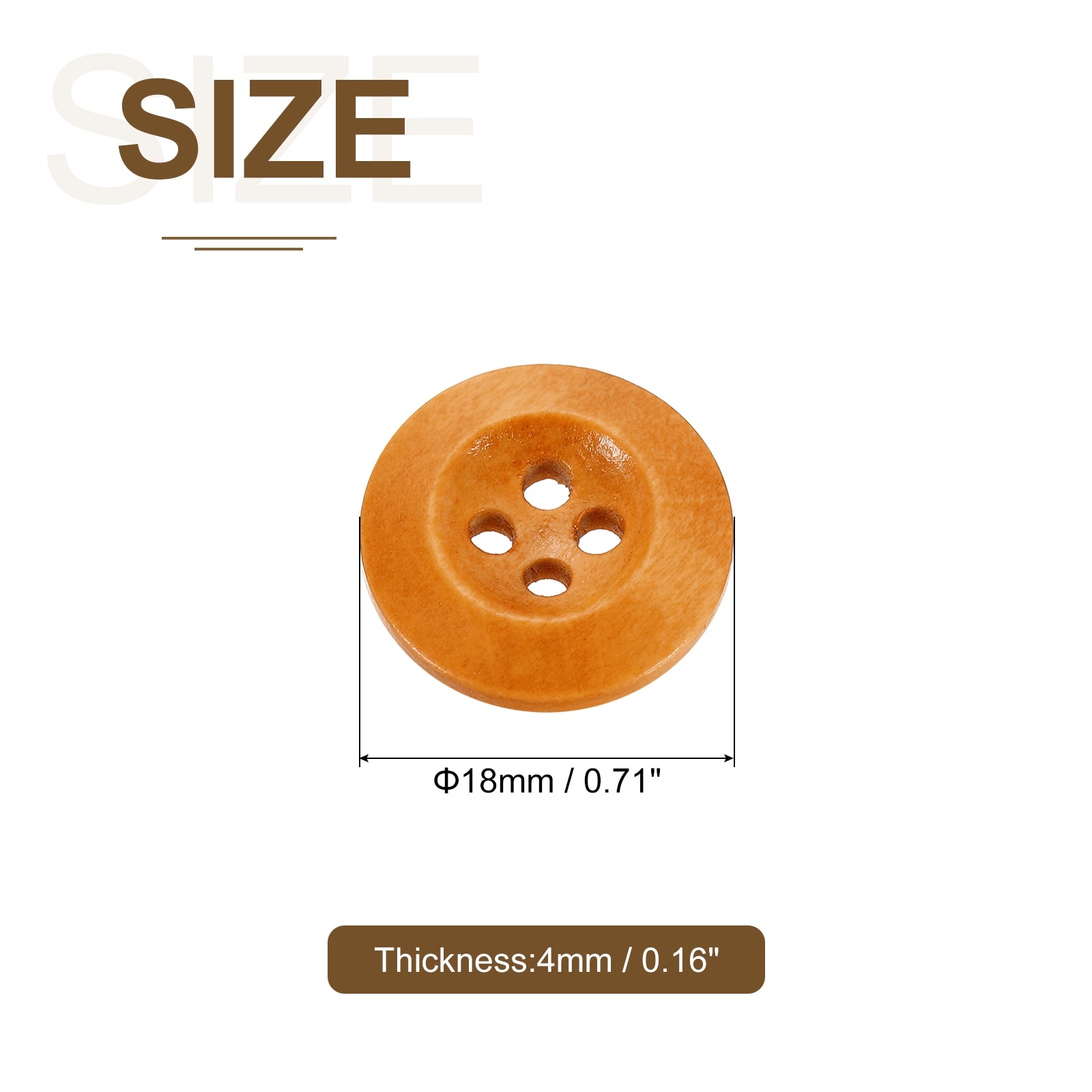 Wooden Buttons, 4 Hole Round Wood Sewing Button Craft for Sewing DIY Craft