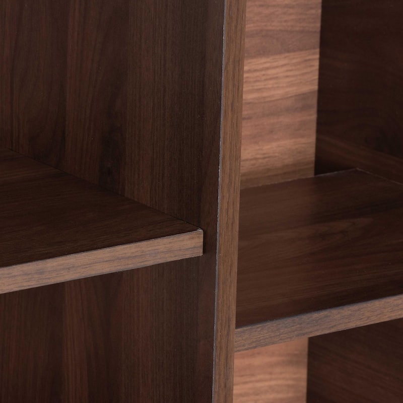 Paricia Mid-Century Modern Walnut Brown Finished Wood Shoe Cabinet