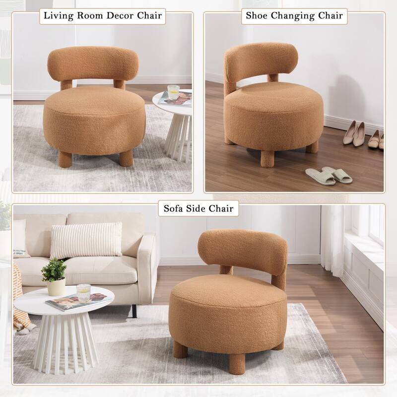 Teddy Fabric Armless Accent Chair with Curved Backrest