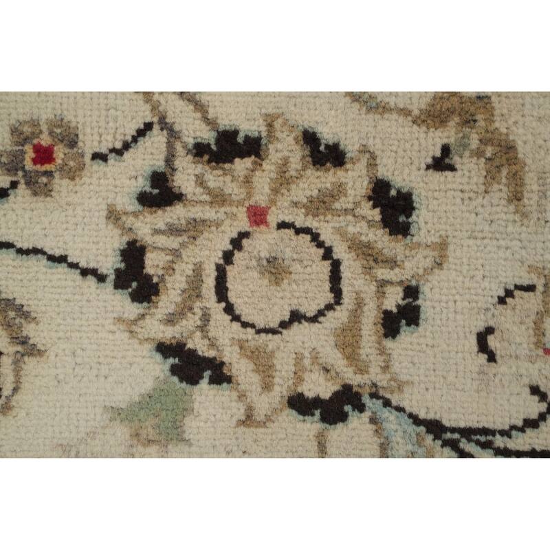 Hand Knotted Oriental 100% Wool Carpet Traditional Floral Beige & Ivories Kashan Area Rug - 13' 1'' X 9' 9''