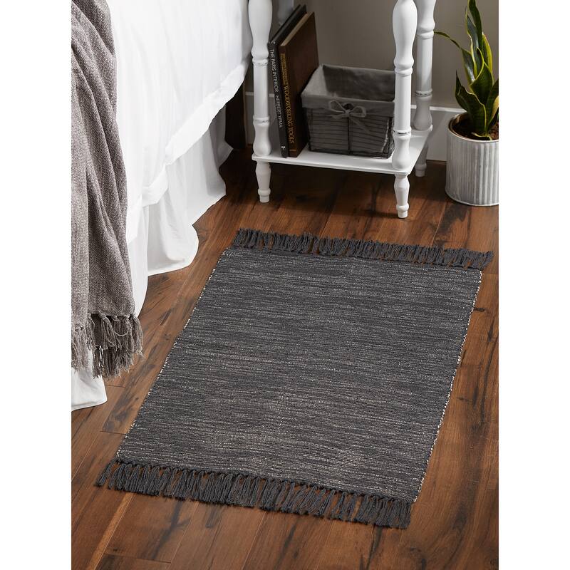 DII Gray and Off White 2-Tone Ribbed Rug 2x3 Ft - 24.0 In. L X 36.0 In. W X 0.2 In. H