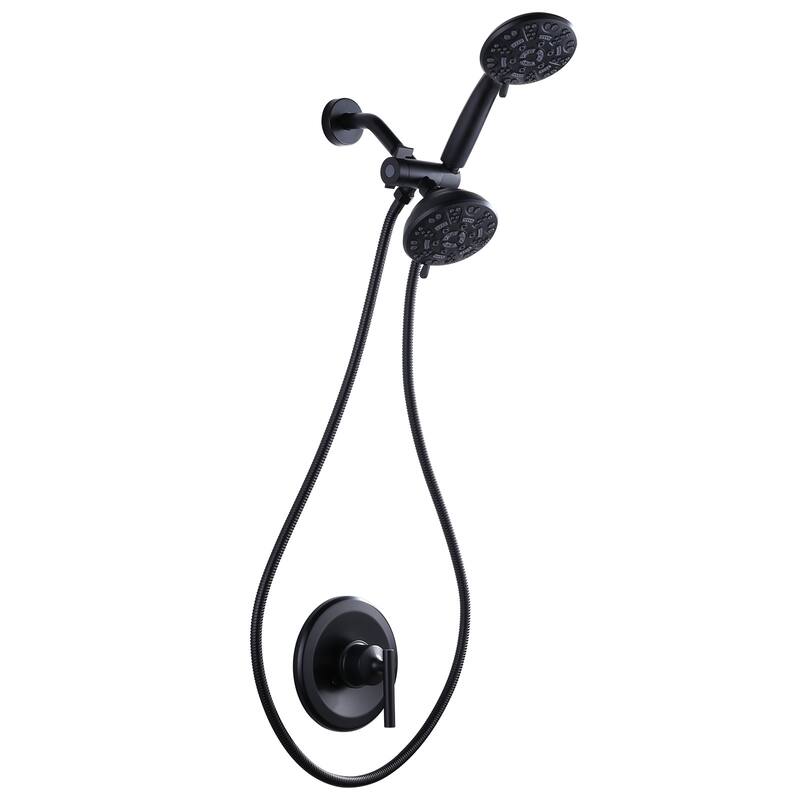 WOWOW Single-Handle 7-Spray Dual Shower Head Shower Faucet - Matte Black