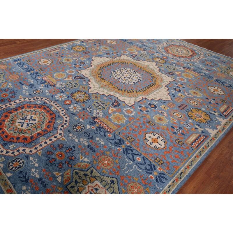 Geometric Khotan Indian Area Rug Handmade Wool Carpet - 8'9"x 11'8"