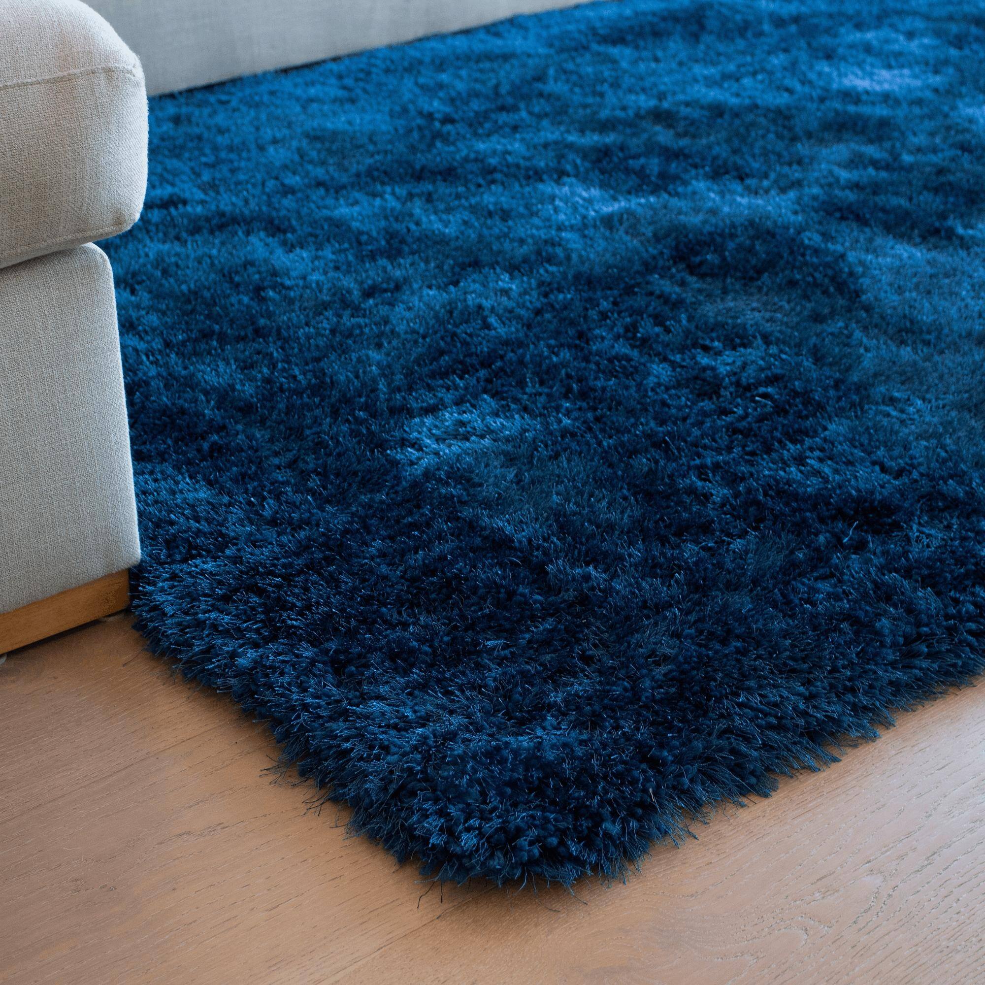 Romance Collection Blue Shag Area Rug Soft Fluffy Shaggy Modern Carpet