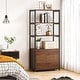 preview thumbnail 5 of 26, 4-Tier Rustic Bookcases with 2 Drawers, Etagere Standard Book Shelves Display Shelf for Home Office Rustic Brown
