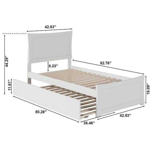 dimension image slide 3 of 11, AFI Metro Platform Bed with Matching Footboard & Trundle