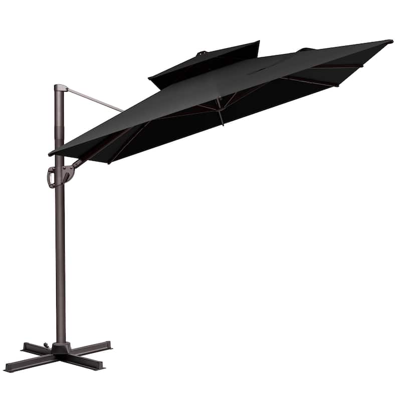 VredHom 9X11FT Outdoor Dual Wind Vent Offset Cantilever Patio Umbrella