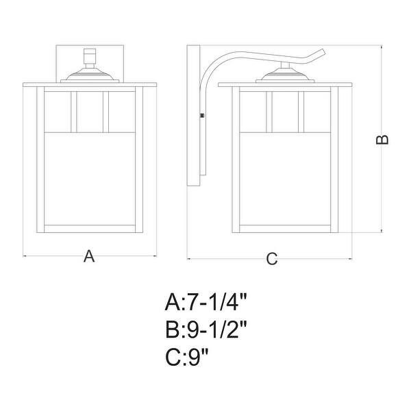 VAXCEL Mission 9.5 in. H 1-Light Oil Burnished Bronze Mission Outdoor Wall Sconce, Steel, Clear Seeded Glass Shade