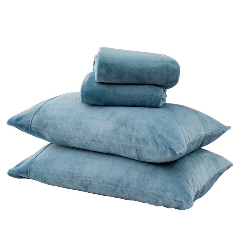 Great Bay Home Extra Soft Cozy Velvet Plush Solid Bed Sheet Set