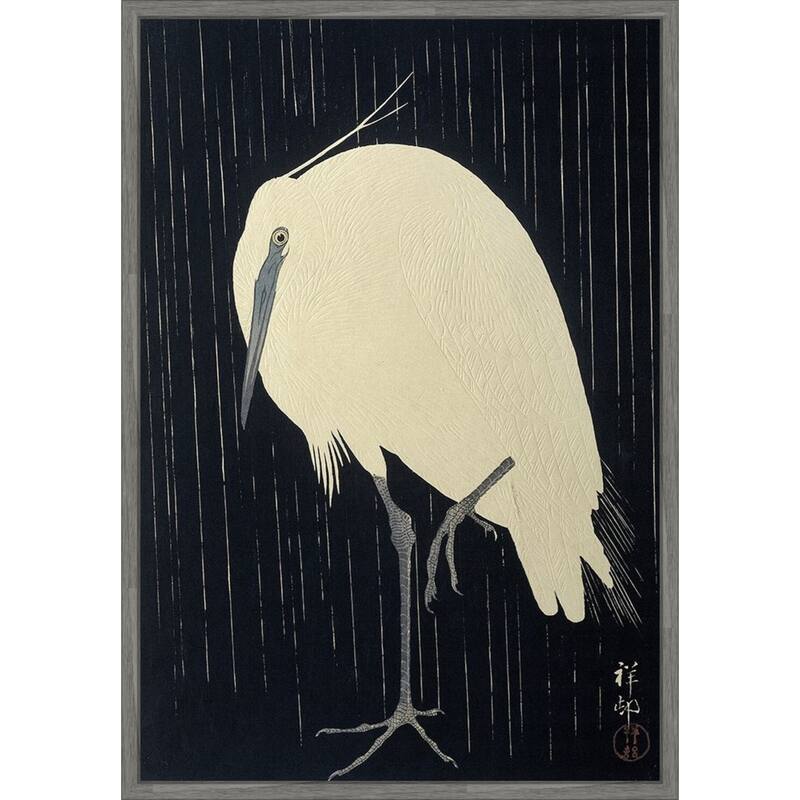 Egret in the Rain, 1925-1936 by Ohara Koson Framed Canvas Wall Art Print
