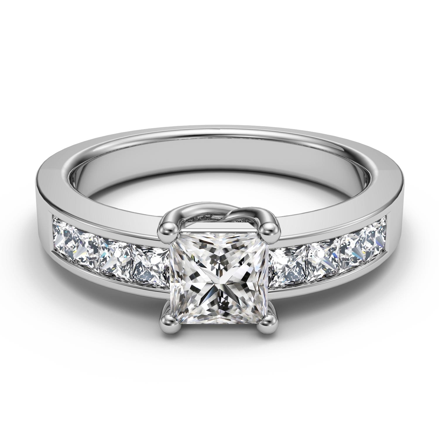 Silver Gems Factory 2.00 CT Princess Cut Black Created Diamond 14K Gold Finish Split Shank Halo Style Wedding Engagement Ring Bridal Set