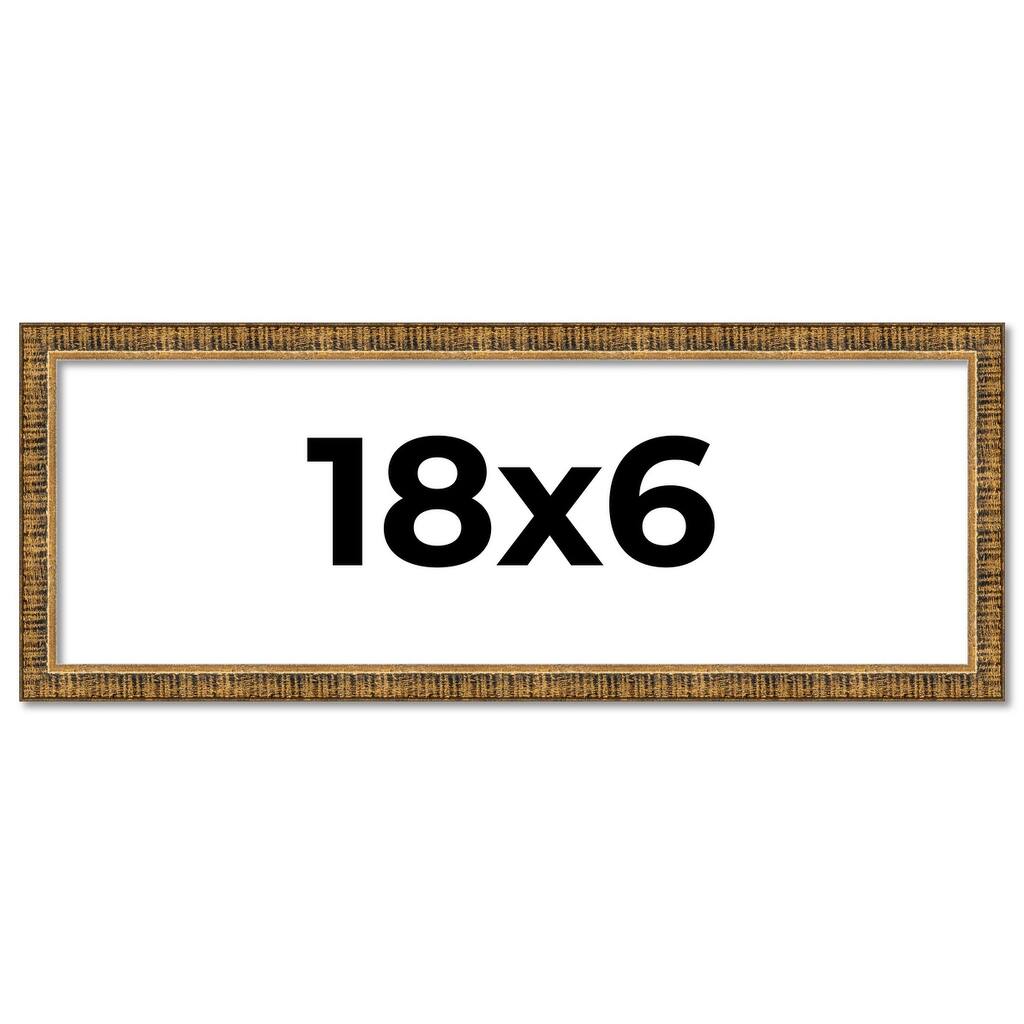 18x6 Frame Gold Solid Wood Picture Frame - Complete Modern Photo Frame