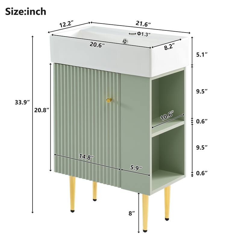 Compact Wave-Textured Bathroom Vanity with Side Open Storage