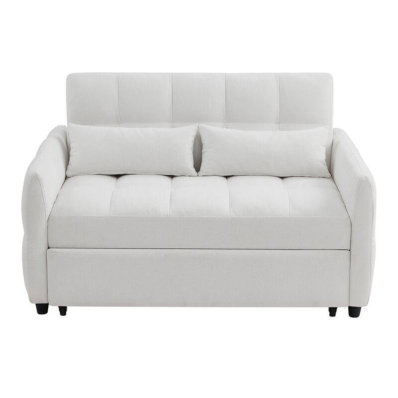 52.8" Adjustable Loveseat Sleeper, 3 USB Ports, 2 Pillows Included