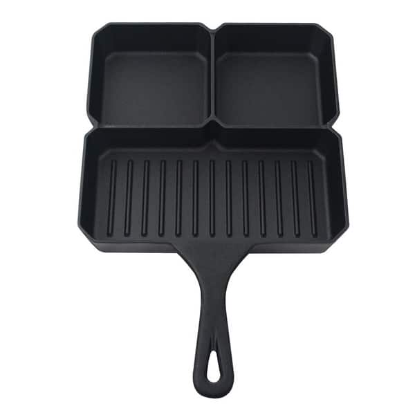 Jim Beam 10'' Heavy Duty Construction Pre Seasoned 3-Compartment Cast Iron  Skillet for Superior Heat Retention and Even Cooking - Bed Bath & Beyond -  22591155