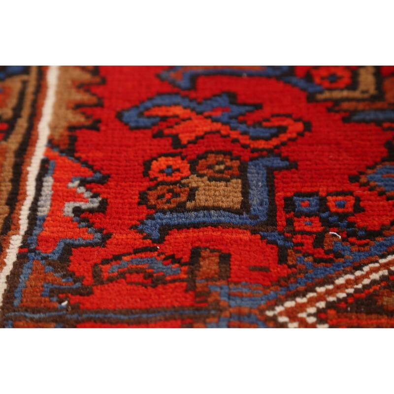 Hand Knotted Oriental 100% Wool Carpet Traditional Medallion Red Heriz Area Rug - 9' 1'' X 6' 10''