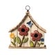 preview thumbnail 36 of 37, Glitzhome 10.5"H Distressed Solid Wood Birdhouse with 3D Flowers - 10.5" Off-White