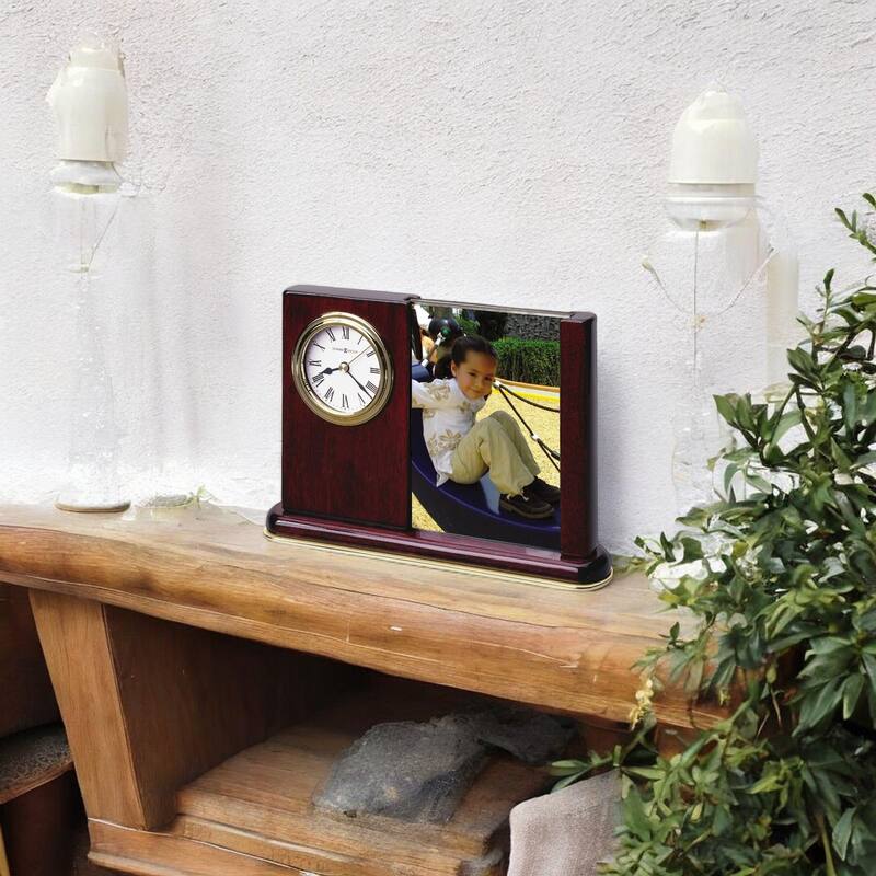 Howard Miller Portrait Caddy Traditional Chiming Mantel Clock with Photo Insert - Cherry