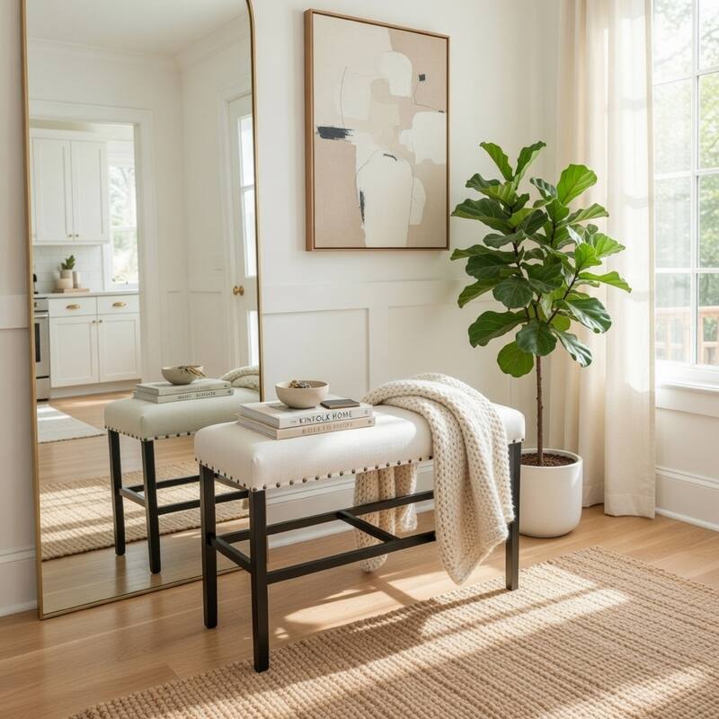 Sania II Rustic Counter Ht. Bench, Antique Black Finish