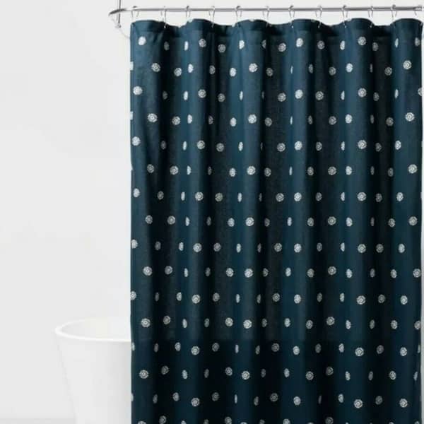 Threshold Shower Curtain 100% Cotton Blue - Bed Bath & Beyond - 33709592