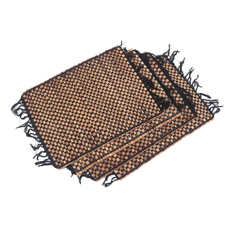 Novica Handmade Chess Set Natural Fiber And Cotton Placemats (Set Of 4)