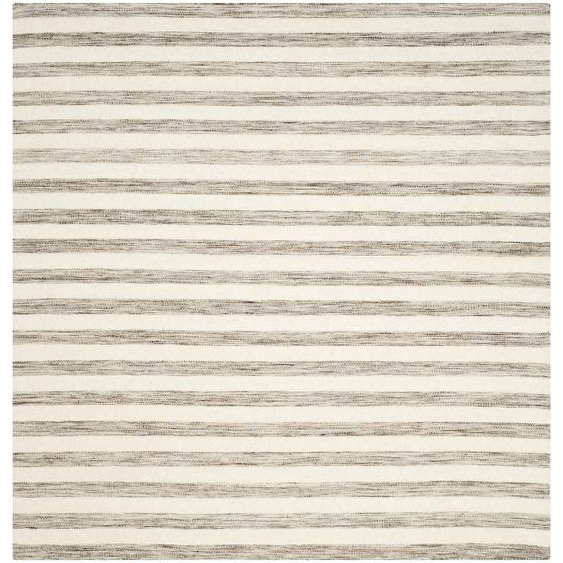 SAFAVIEH Dhurries Aiva Hand-knotted Stripe Area Rug - 6' Square - Brown/Ivory