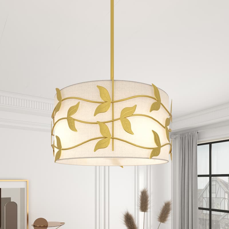 Acroma 4-light Gold/Black Ceiling Cotton Drum Light - Satin Gold