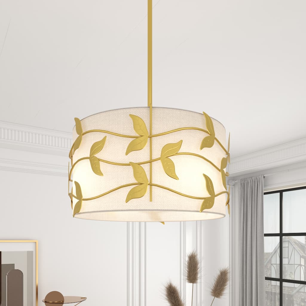 Acroma 4-light Gold/Black Ceiling Cotton Drum Light