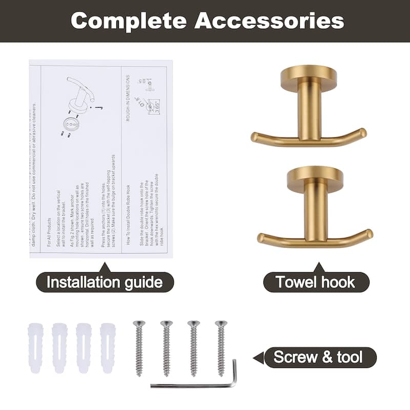 WOWOW Knob-Hook Double Robe/Towel Hook 2-Pieces