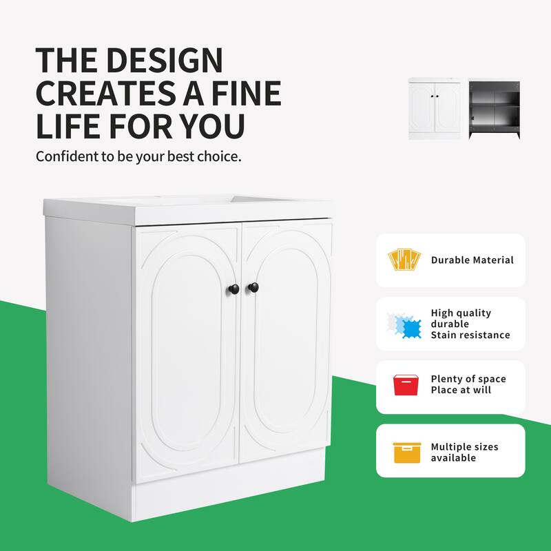 BNK 24/30/36 inch Freestanding Single Sink Bathroom Vanity with Soft Close Door and Adjustable Shelf