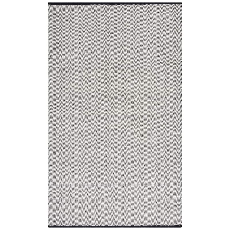 SAFAVIEH Handmade Vermont Windy Wool Rug - 6' Square - Black/Ivory