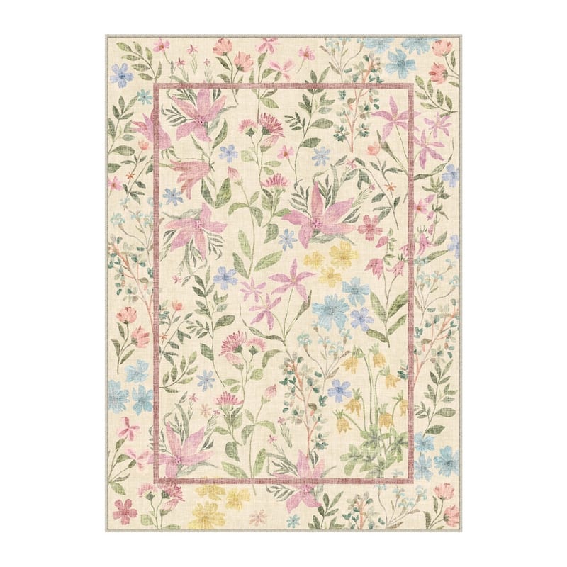HomeRoots Floral Traditional Rectangle Area Rug