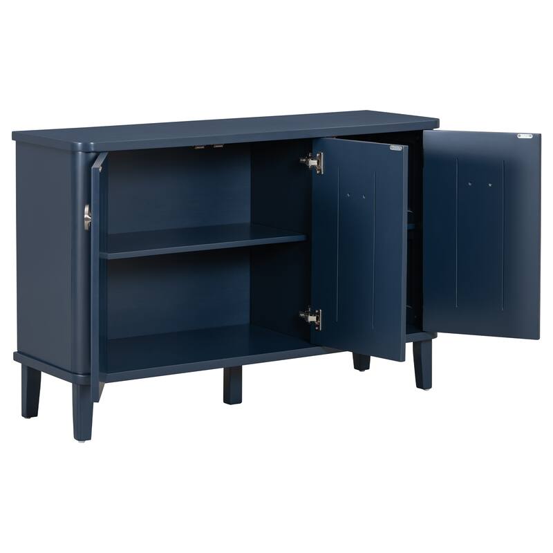 Wood Veneer Sideboard Buffet with Acacia Doors & Adjustable Shelves for Entryway or Living Room
