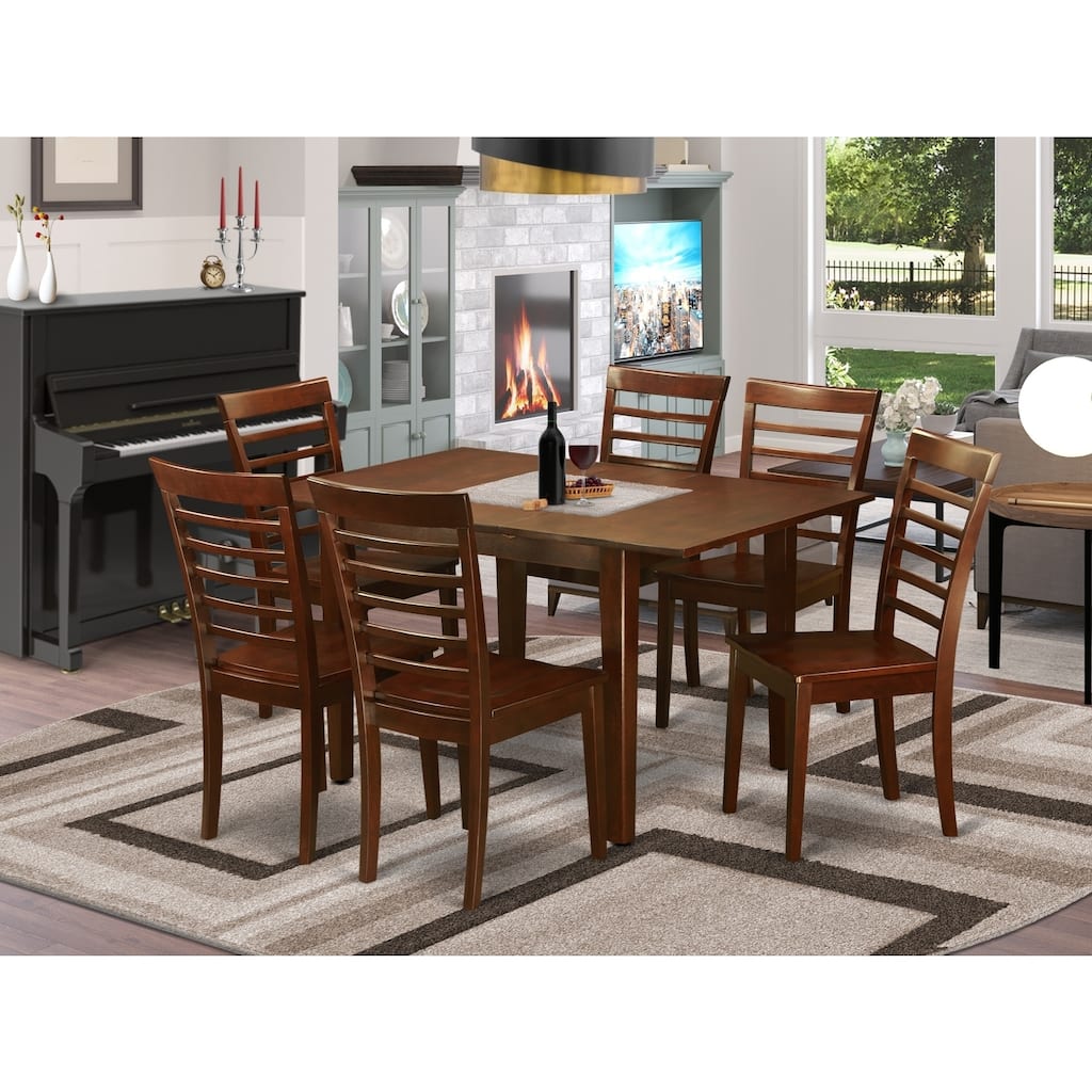 Small Dinette Set - 7 Piece Dining Table & Chair Set - Kitchen Table with Expansion Leaf - Modern Boho Design