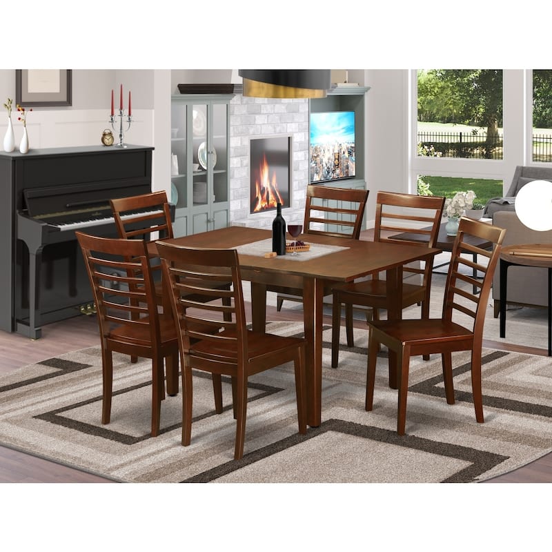 Small Dinette Set - 7 Piece Dining Table & Chair Set - Kitchen Table with Expansion Leaf - Modern Boho Design