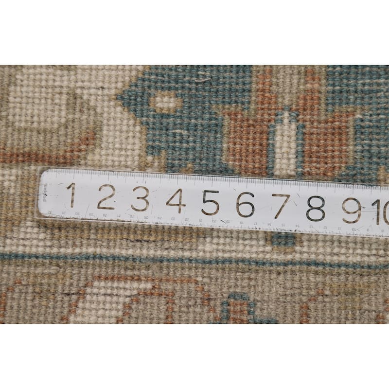 Floral Blue Oushak Style Area Rug Handmade Wool Carpet - 9'0" x 11'10"