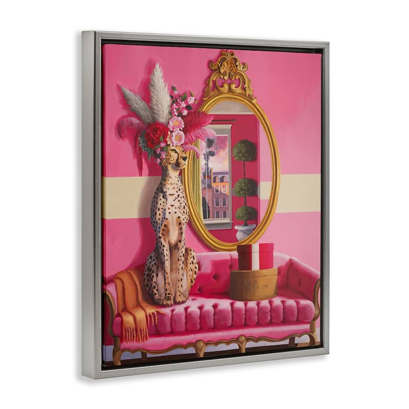 Stupell Sophisticated Leopard on Couch Framed Floater Canvas Wall Art Design By Heather Gauthier