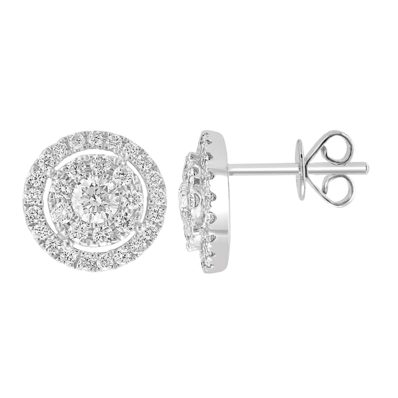 Effy Women's 925 Silver Lab Grown Diamond Round Pave Stud Earrings