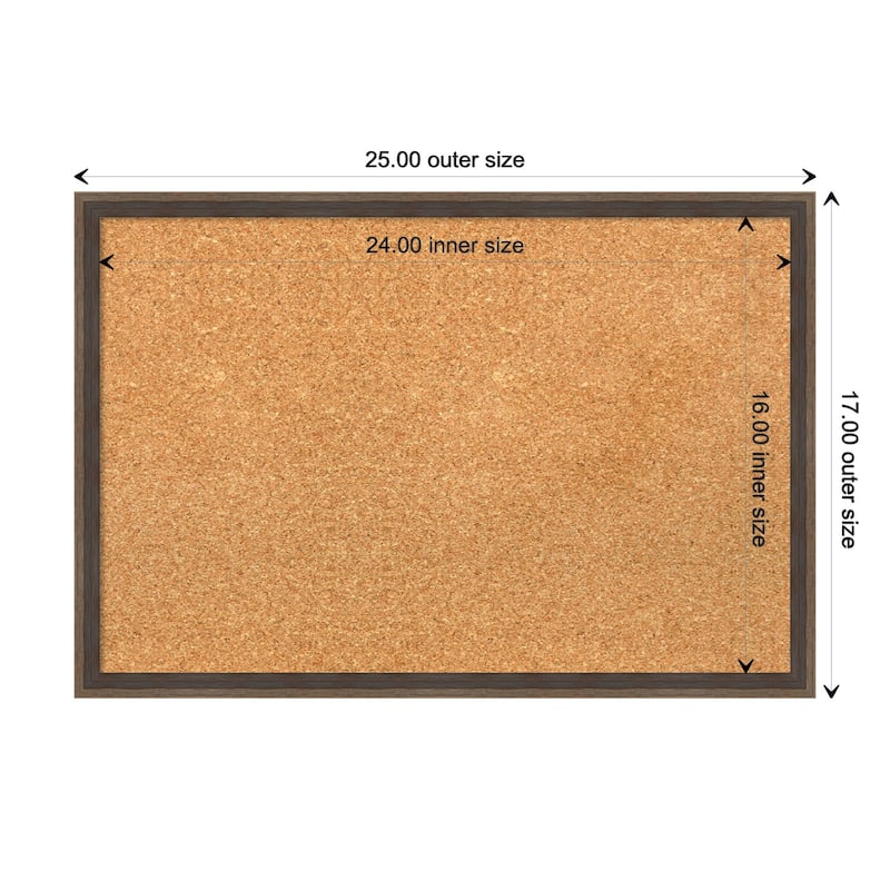 Hardwood Wedge Wood Framed Natural Corkboard Bulletin Board - Hardwood Wedge Mocha - Board Size 24x16