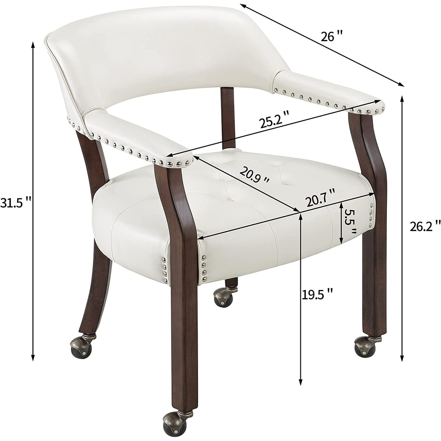 Solid Wood Frame Dining Chairs with Casters for Poker Tables-image