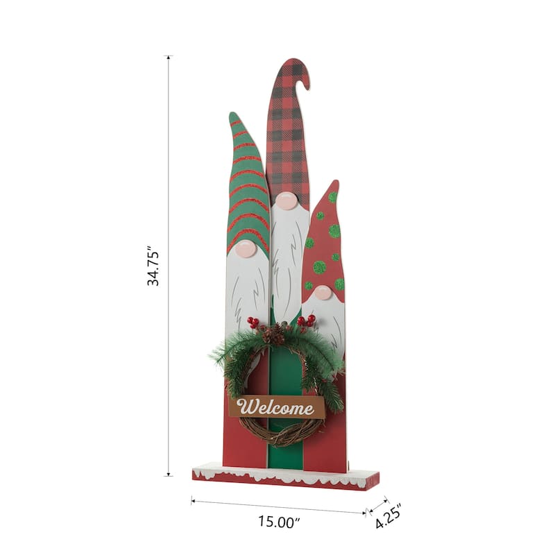 Glitzhome 35"H Wooden Deer or Snowman or Gnome Family Porch Decor