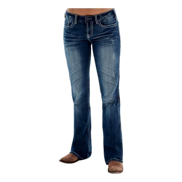 Cowgirl Tuff Western Denim Jeans Womens Edgy Barbed Wire Med