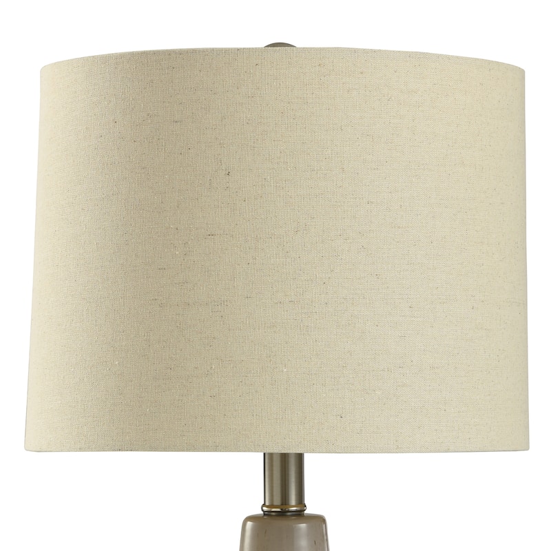 StyleCraft Cameron Ceramic Coconut Milk Table Lamp - Beige Hardback Linen Shade
