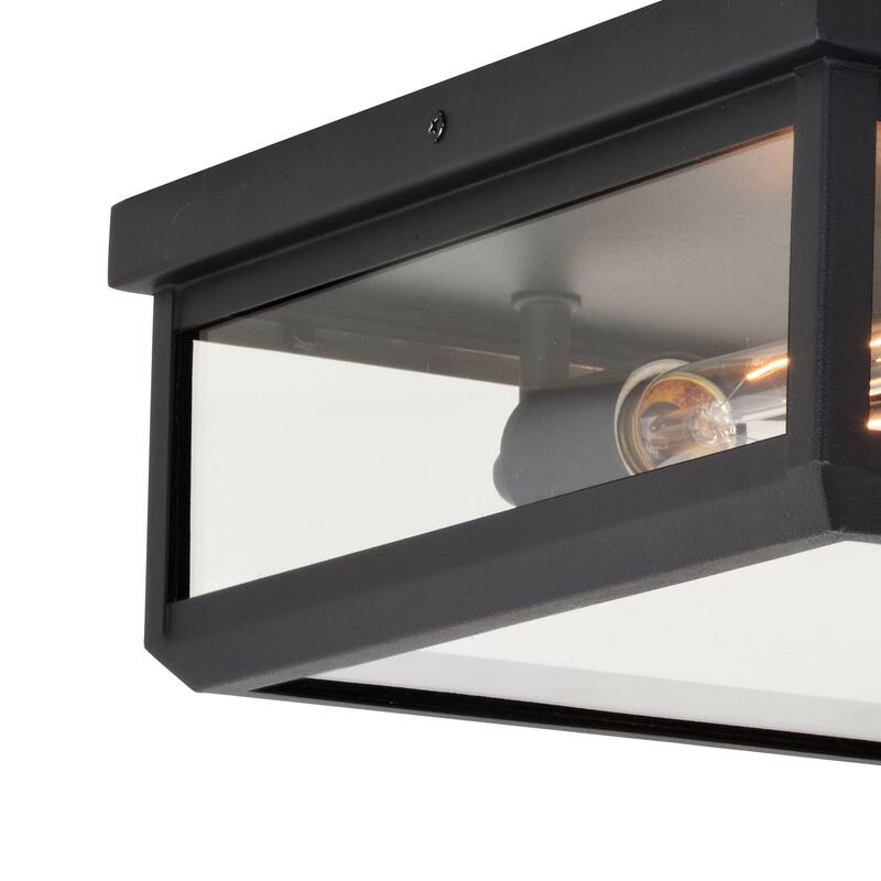 Kinzie Outdoor Square Flush-Mount Ceiling Light with Clear Glass