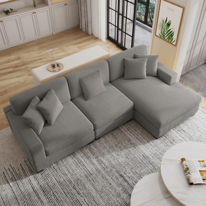 Oversized Modular Sectional Sofa Set with Pillows for Living Room - Light Grey/Armchair&Chaise&Armless